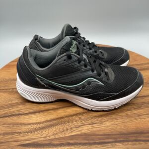 Saucony Cohesion 15 Womens 6.5 W Black Green Sports Shoes Gym Running Walking